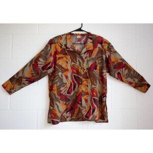 Vintage 80's Colorful Earth Tone Long Sleeve Button Down Shirt Size Medium